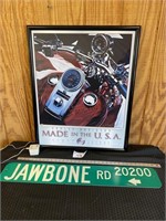 Harley Davidson lighted working sign, Jawbone Rd s