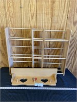 extendable towel rack, wood shelf