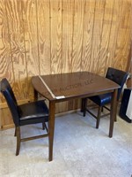48x36x36 inches oak veneer table & 2 chairs