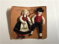Antique Set of 2 Handmade Mini Dolls Made Thread