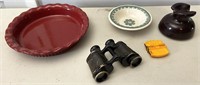 Pottery plate insulator binoculars and more