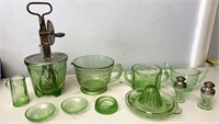 Green depression glassware lot