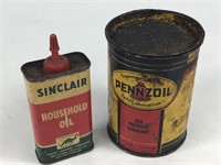 Vintage Sinclair & Pennzoil Oil Cans