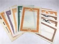 Group of 10 Antique Unprinted Bank Bond Blanks