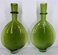 Pr Retro Green Vases 17.5" H