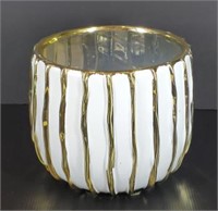 White and Gold Decor Container 7" H x 7" W