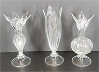 3pc Glass Single Stem Vases