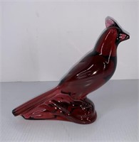 Baccarat Red Bird, Chip on Top and Beak 5.5"H