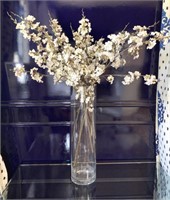 Tall Clear Vase W/Floral Stems