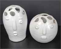 2 Pc Ceramic Heads Decor or Vase