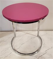 Pink & Chrome Side Table20.5"H x 19" Round
