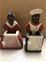 Pair of Wooden Black Americana Holders/boxes D.Col
