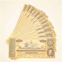 13 $20 CSA Facsimile Notes Feb 17 1864