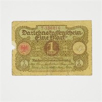 German DarlehnsKassenchein One Mark 1920
