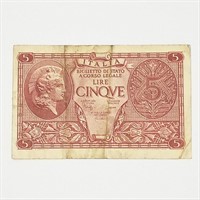 Italian Lire Cinque 5 1944