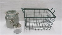 Wire Basket + Glass Jars