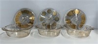 3 Fireking Covered Baking Dishes w/ Gold Flash