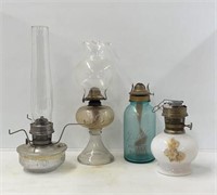 Selection of Oil Lamps Including Aladdin & Ball