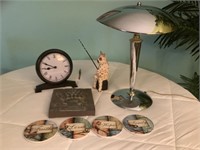 Desk lamp and decorative items
