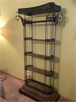 Iron and wicker shelving unit