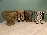 3 - animal plant stands and elephant pot