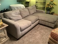 Velour sofa with chaise