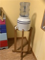 Water cooler with wood base