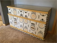 Printed dresser with glass top