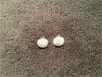 Pave stud earrings with 10 kt gold backs