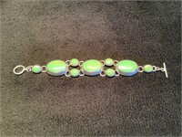 Sterling Silver bracelet with green stones