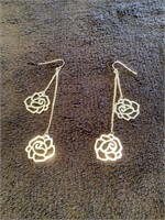 Sterling Silver rose hook earrings