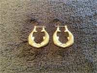14 kt gold dolphin hoop earrings