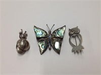 3pc Vintage .925 Sterling Silver Pins