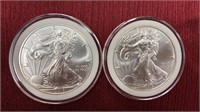 2-2018 American Eagle Silver Dollars. X2