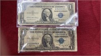 2-1935 One dollar Silver Certificates  (X2)
