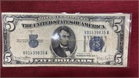 1934 Five dollar Silver Certificate