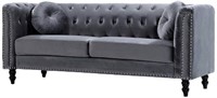Connally Chesterfield 76" Rolled Arms Sofas, Grey