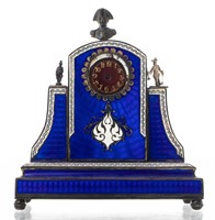Napoleon Silver And Guilloché Enamel Clock