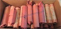 Box of 35 full and partial rolls Lincoln wheat