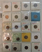 Page of 20 Lincoln cents, 1909VDB to 1938-S,