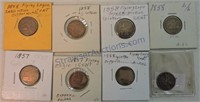 Lot of 8 - 1857/58 Flying Eagle cents