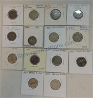 Lot of 14 shield nickels