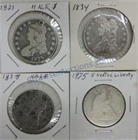 1825, 1834, 1838 Bust halves with damage,