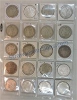 Page of 20 Morgan dollars, 19 different dates