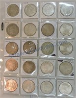 Page of 7 Morgan and 13 Peace dollars