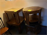 four wooden end tables