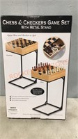 Chess & Checkers Game Set, with Metal Stand