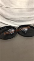 Set of 2 Black Trays with Wheels