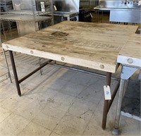 Table, Wooden, Rectangular, Metal Legs, 54in x