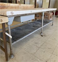 Table, Wooden, Rectangular, Metal Legs, 108in x